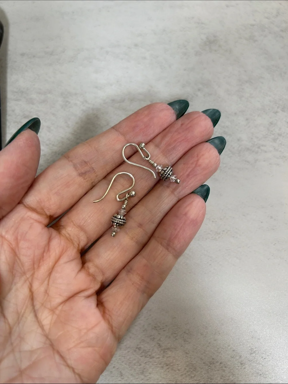 Sterling Silver Beaded Drop Earrings - Silver